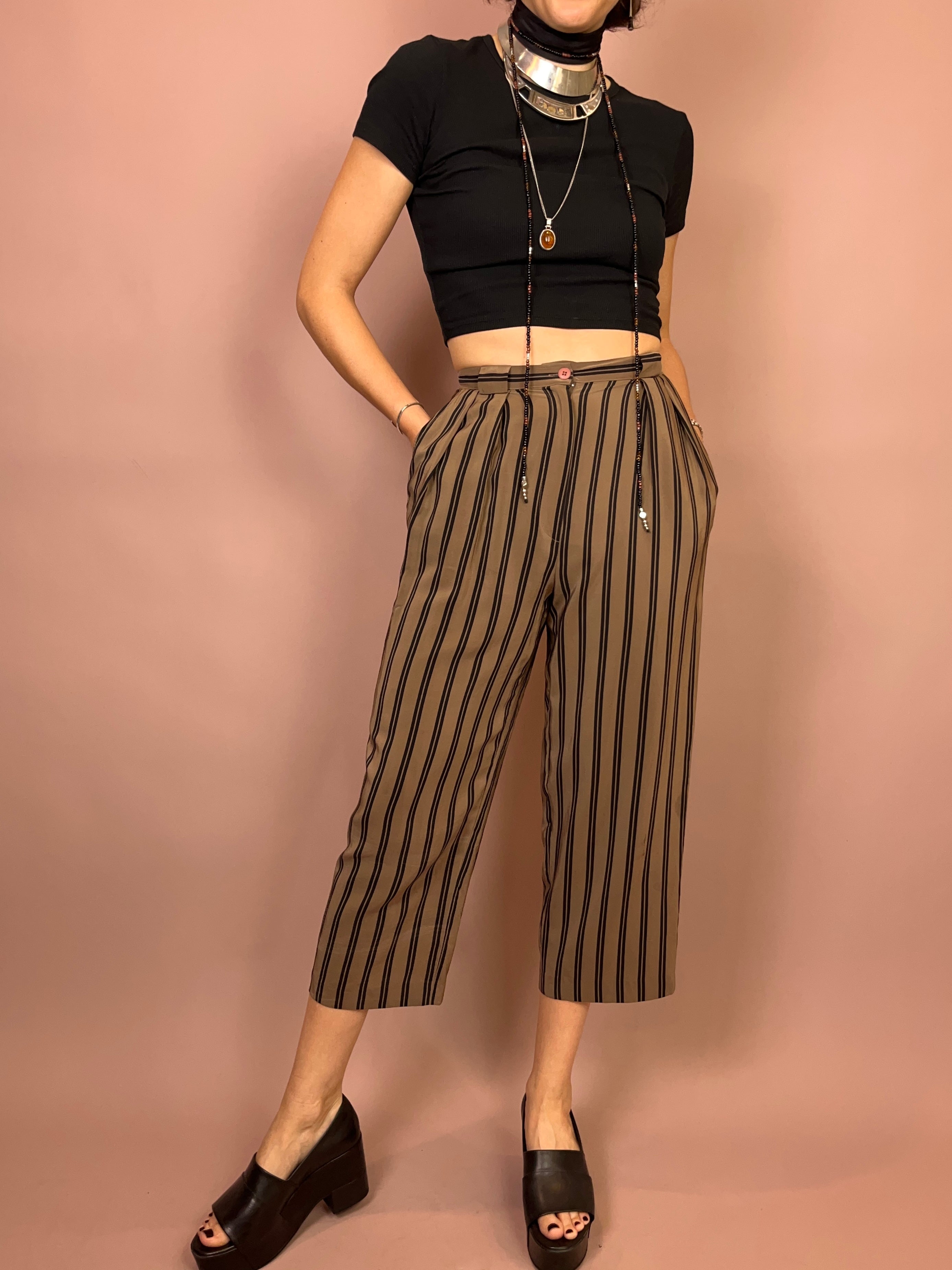 Seidenhose Hellbraun gestreift Gr. 34