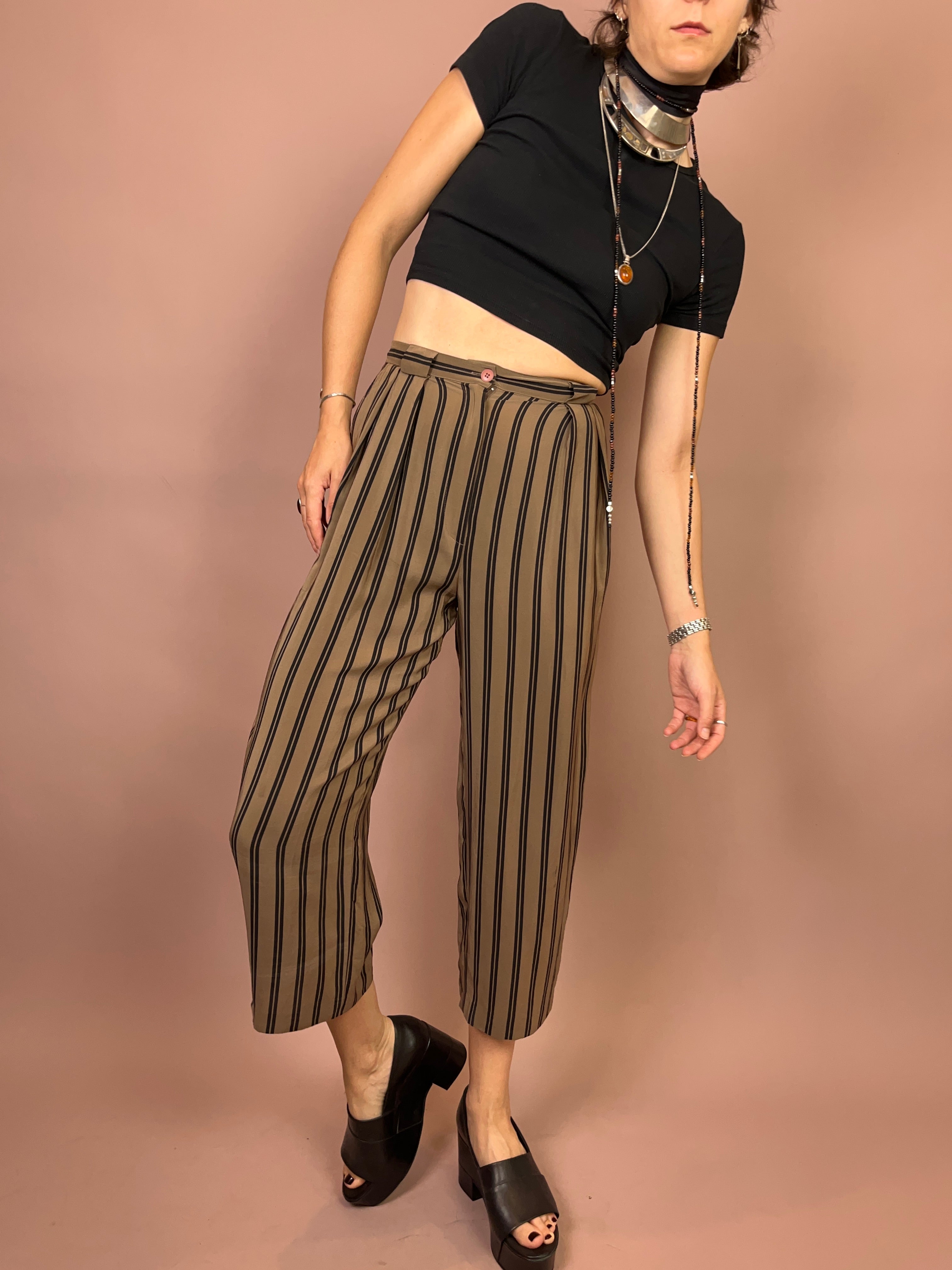 Seidenhose Hellbraun gestreift Gr. 34