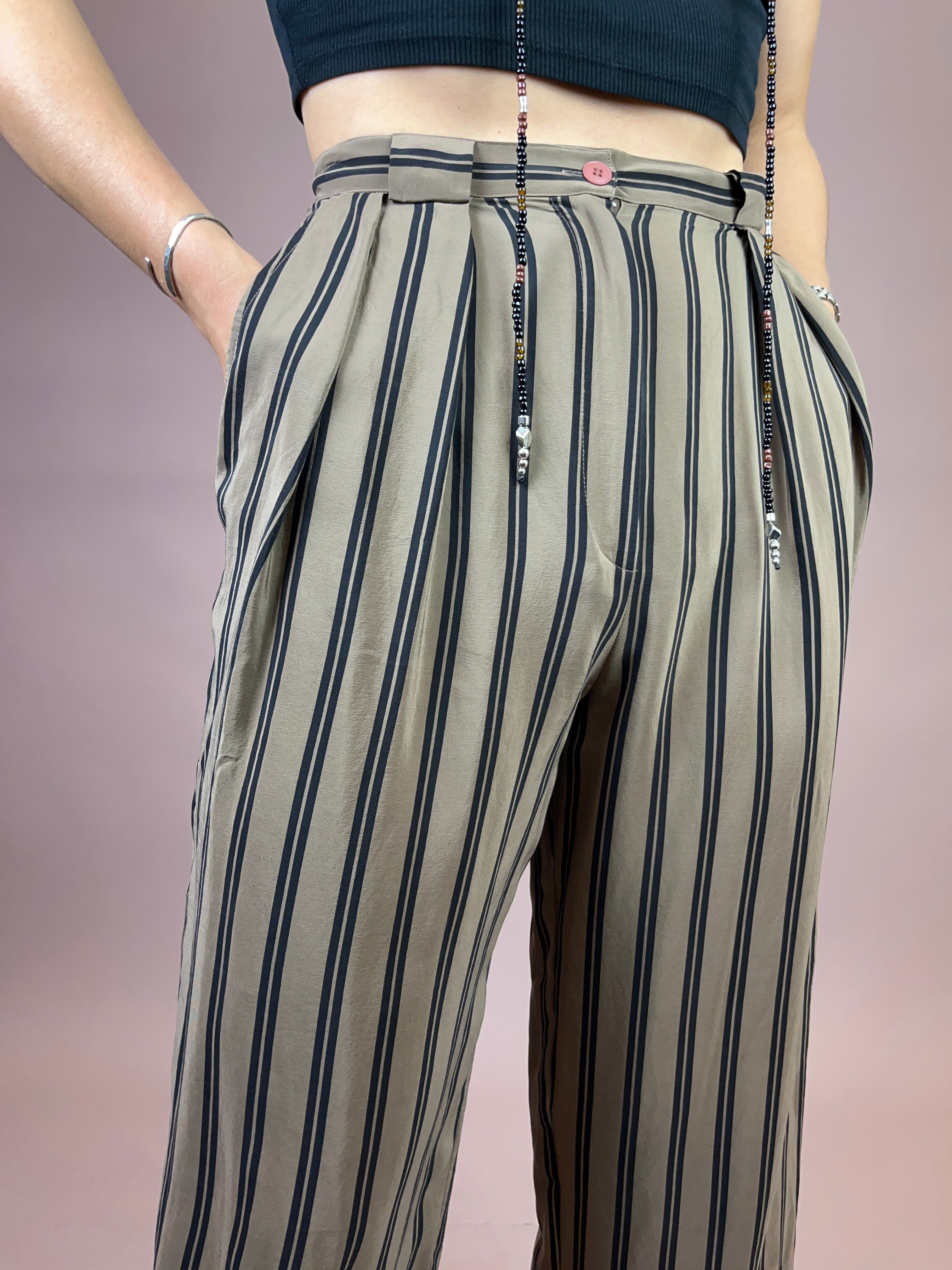 Seidenhose Hellbraun gestreift Gr. 34