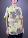 Shirt Yellow Pattern Leaves Gr. M