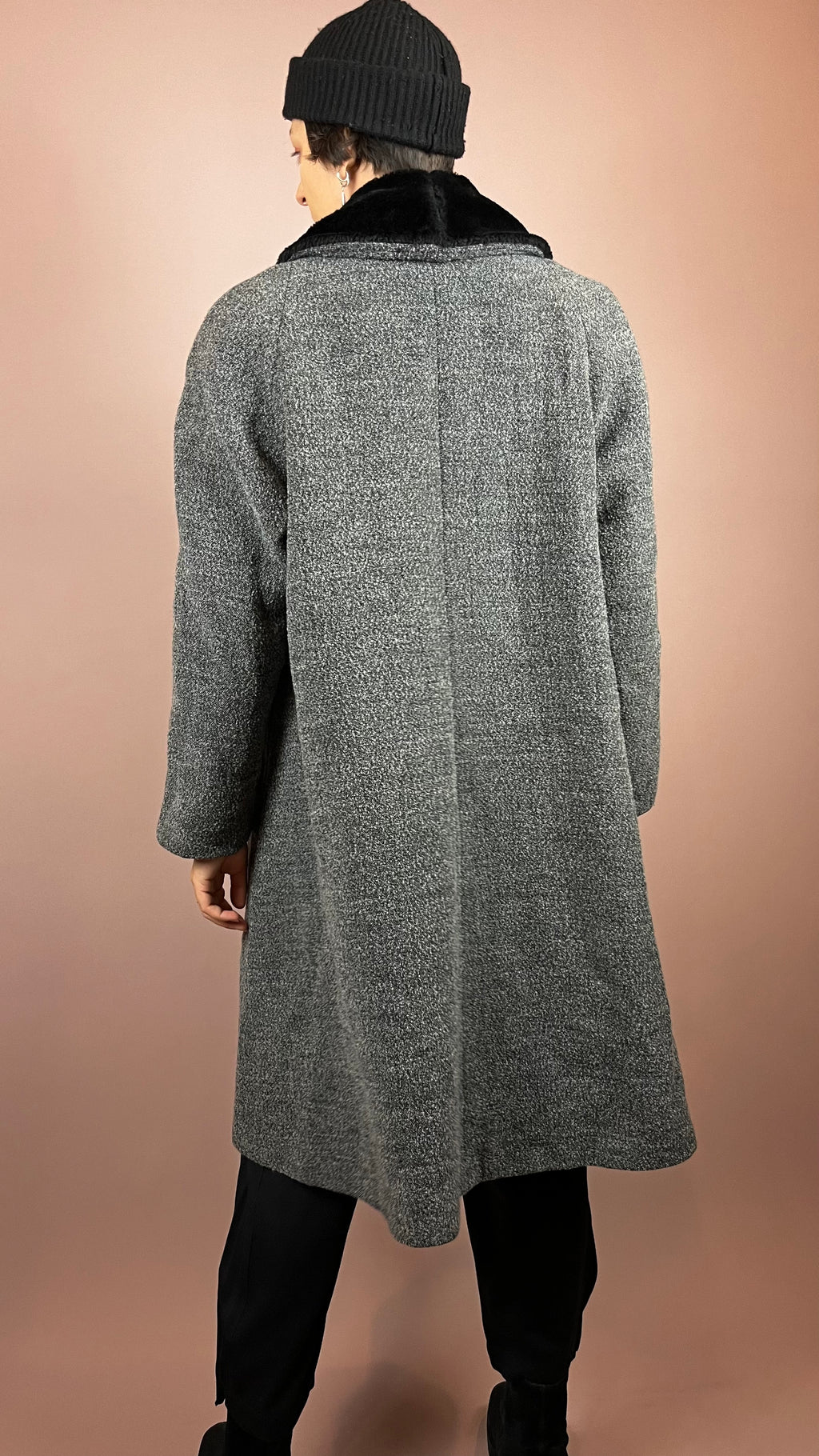 Coat Wool Grey Fake Fur Gr. 40/42