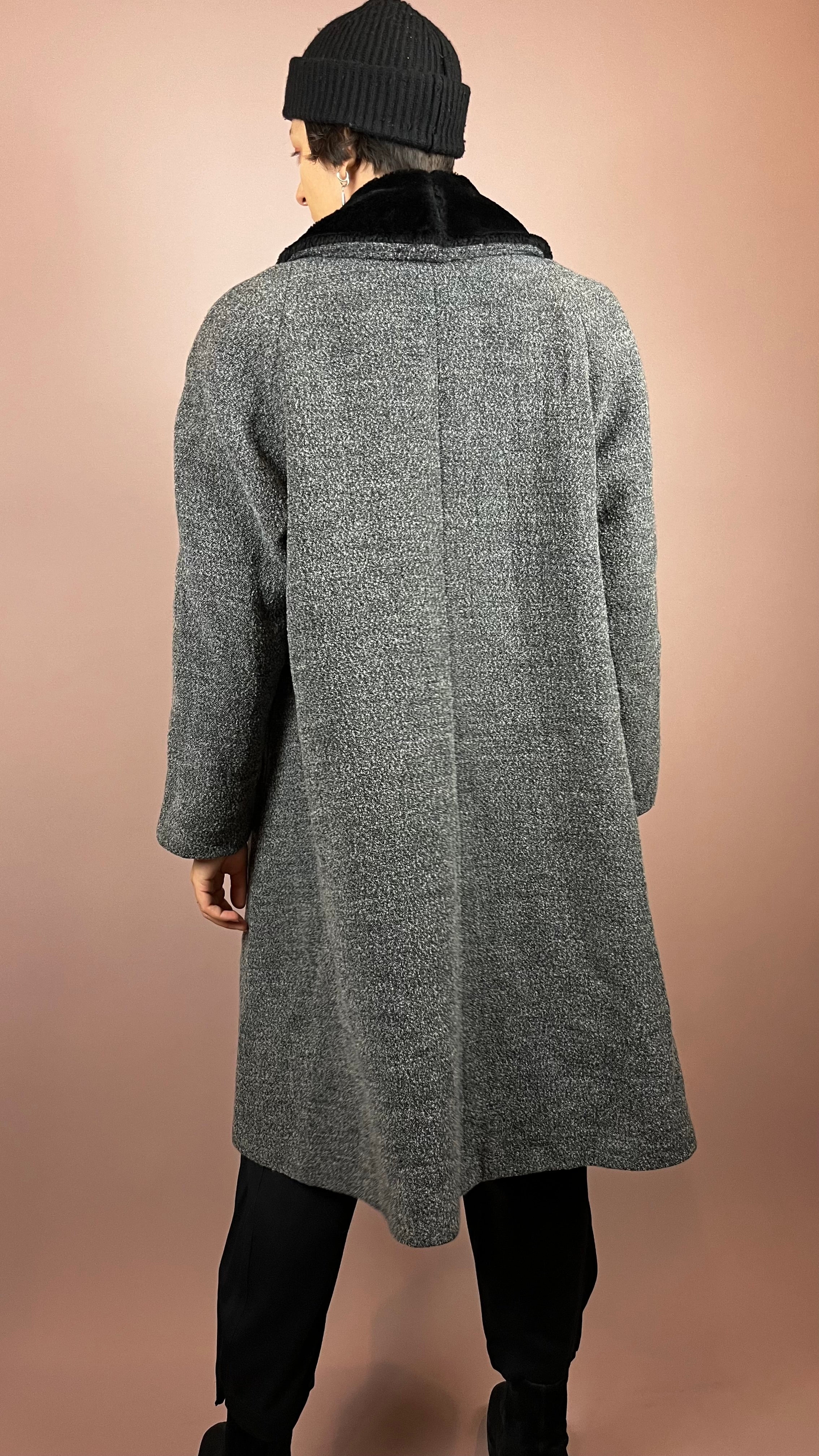 Coat Wool Grey Fake Fur Gr. 40/42