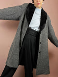 Coat Wool Grey Fake Fur Gr. 40/42