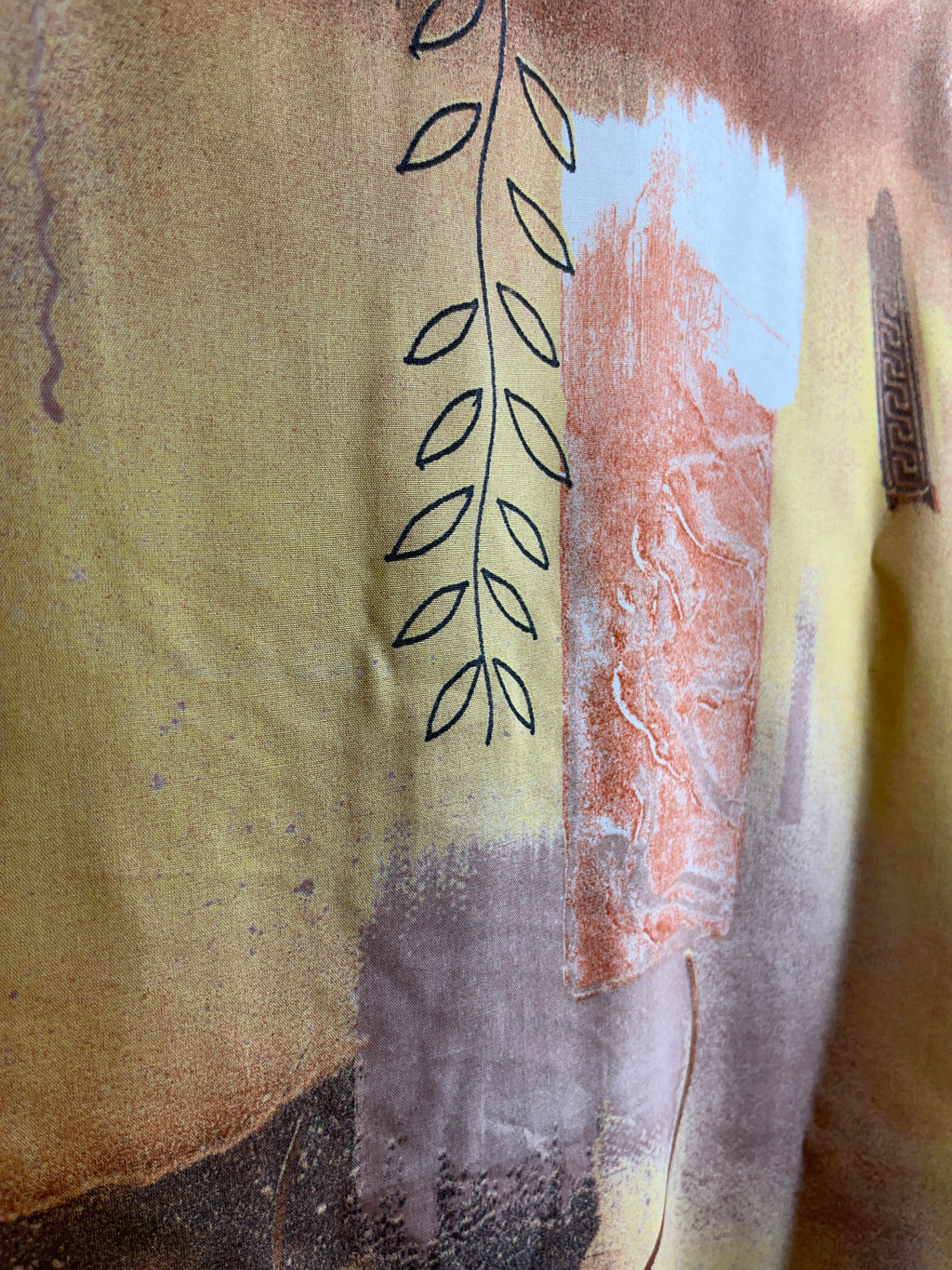 Shirt Yellow Pattern Leaves Gr. M