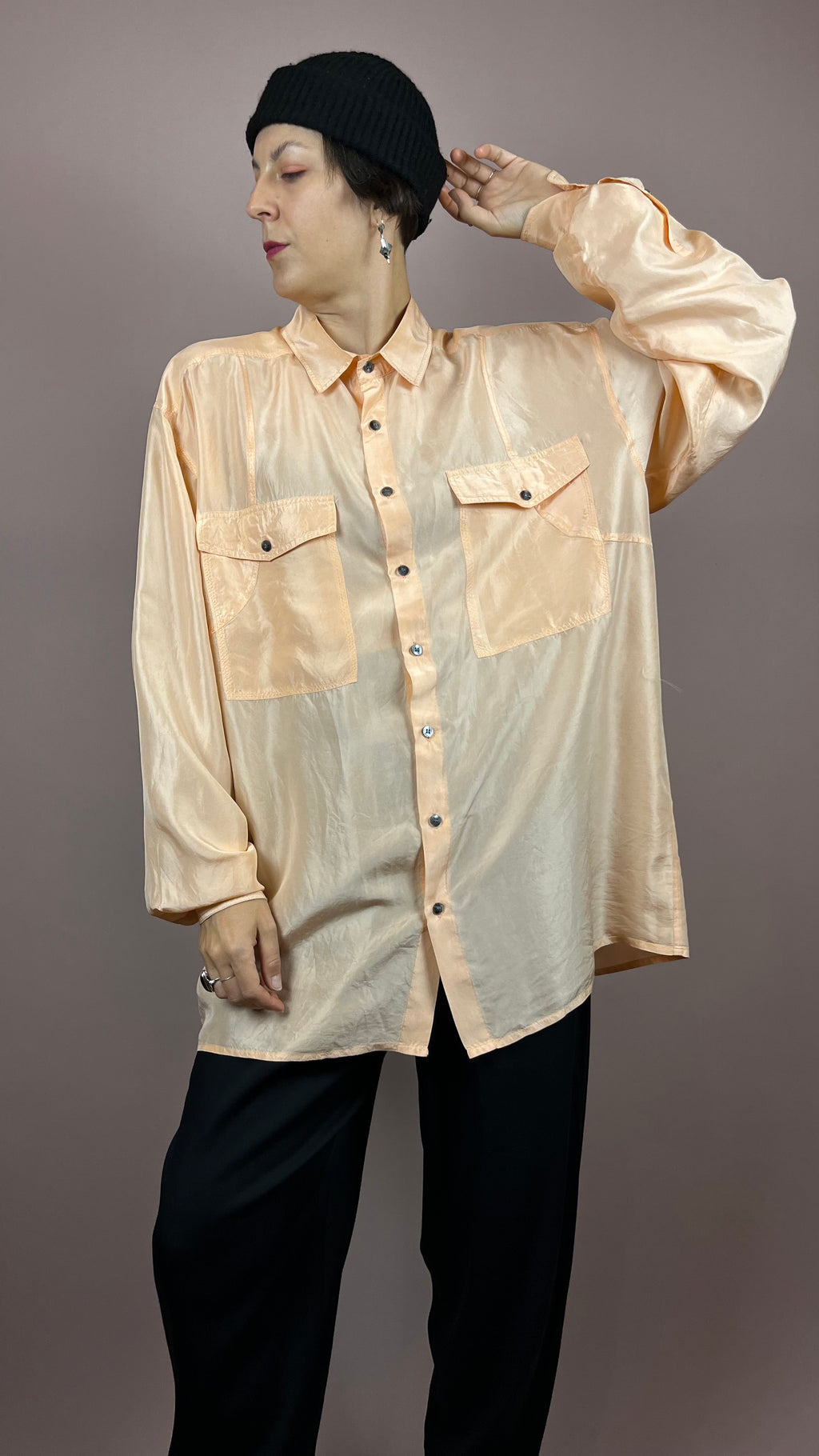 Silk Shirt Light Salmon Gr. XL