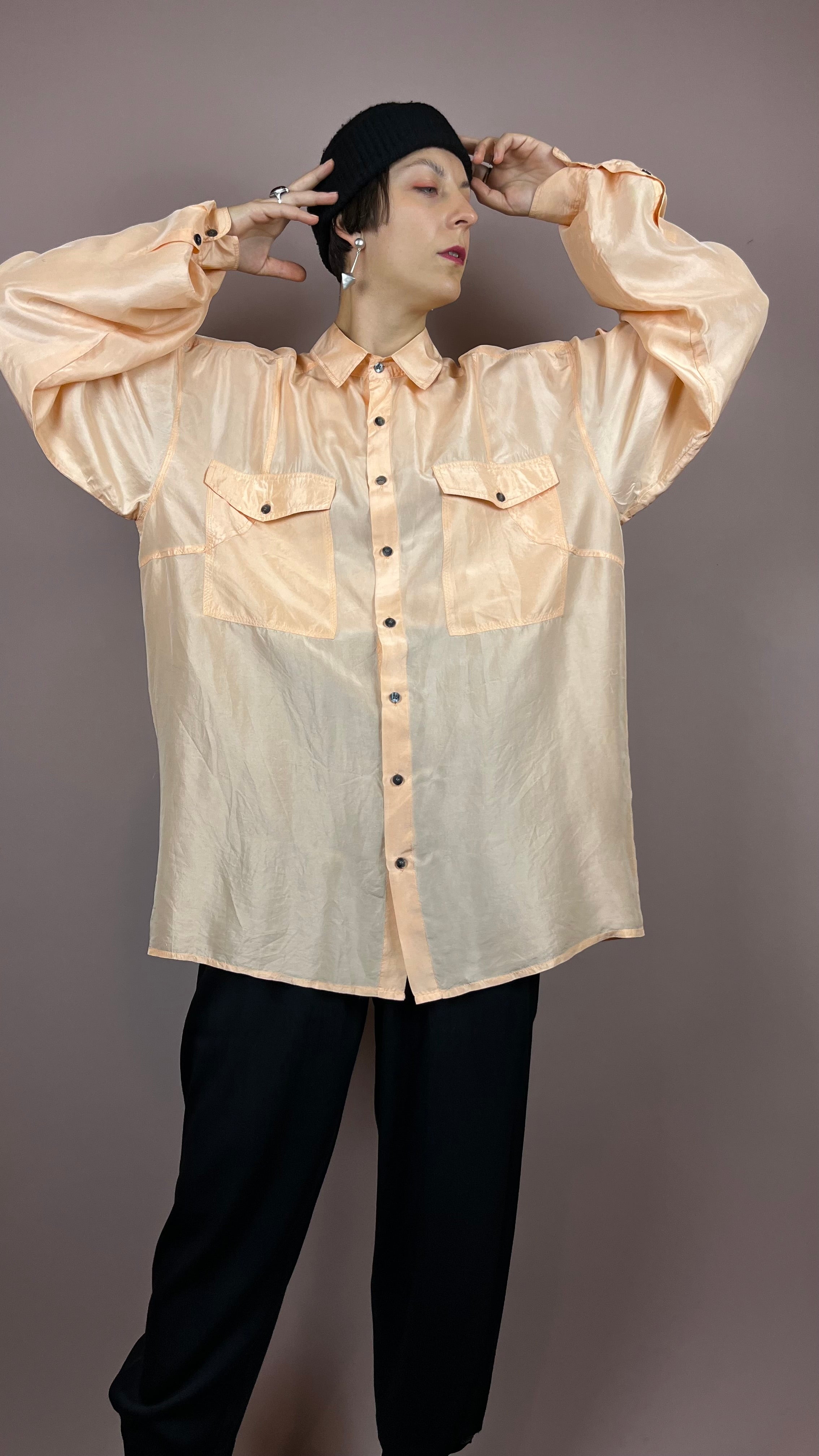 Silk Shirt Light Salmon Gr. XL
