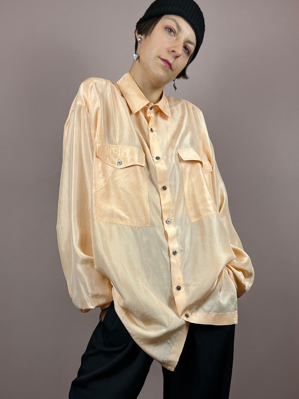 Silk Shirt Light Salmon Gr. XL