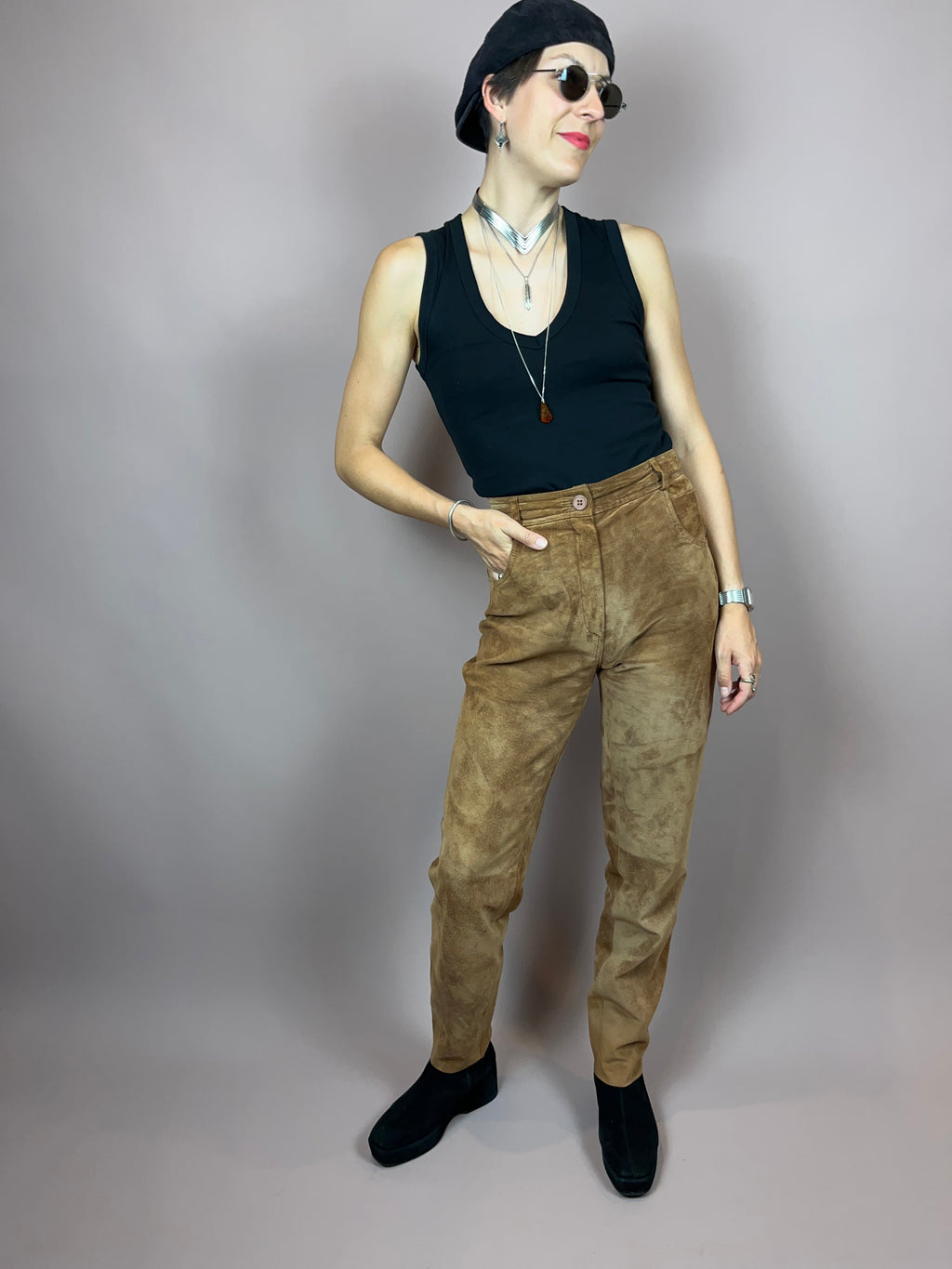 Leatherpants Suede Brown Gr. 36