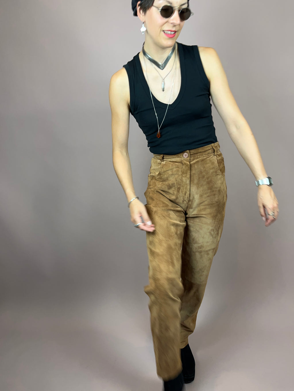 Leatherpants Suede Brown Gr. 36