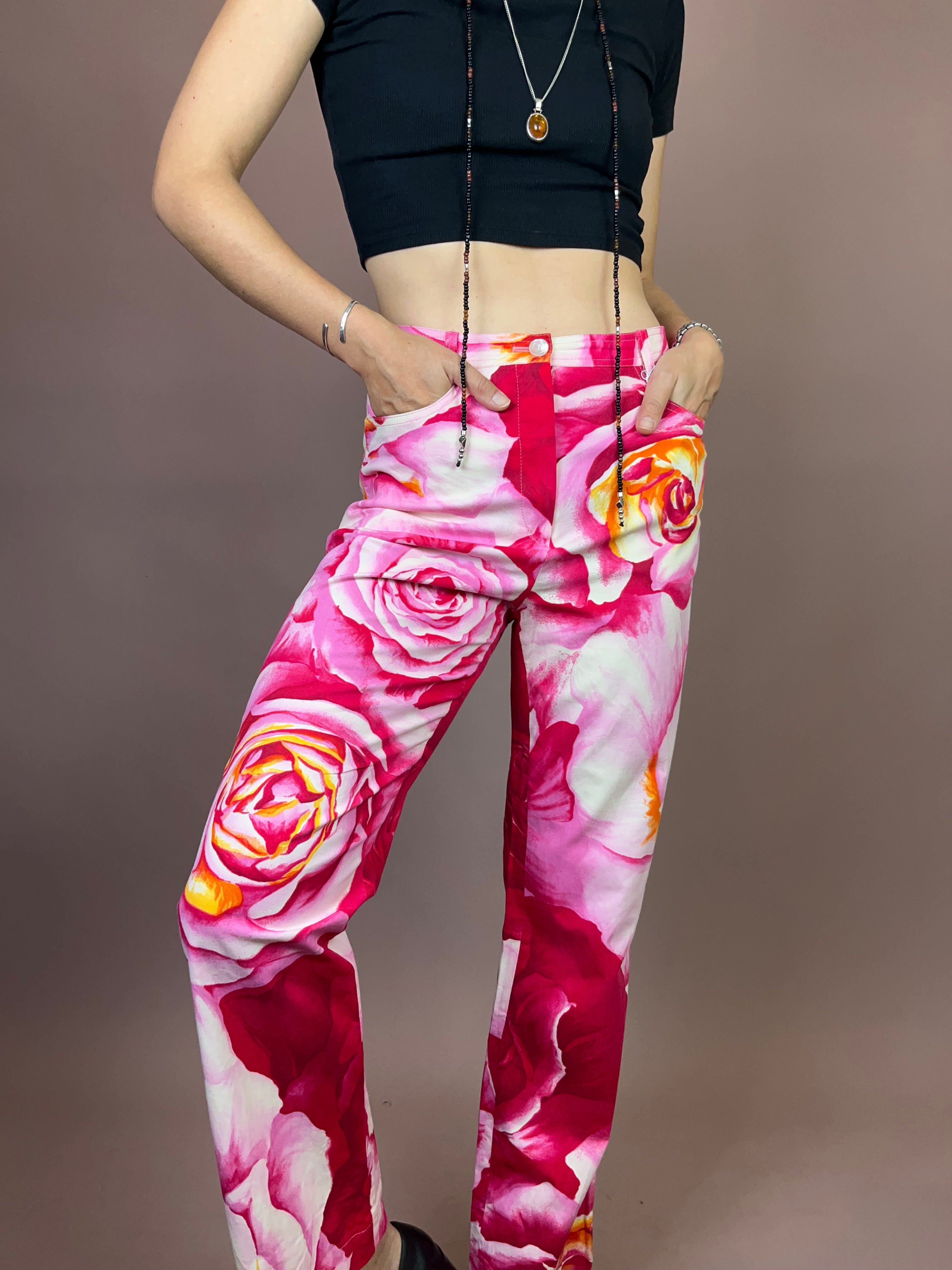 Schlaghose Y2K Rosenprint Gr. 36