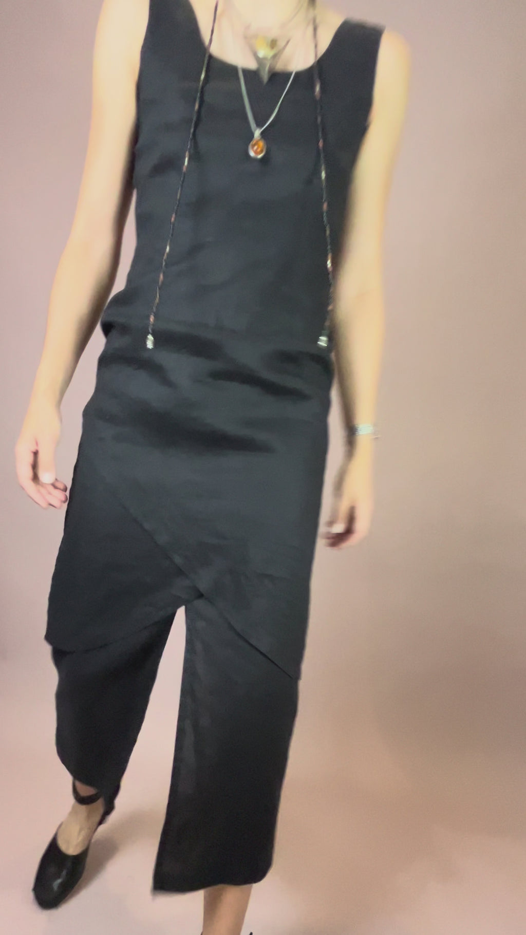 Leinenkleid Schwarz Gr. 36